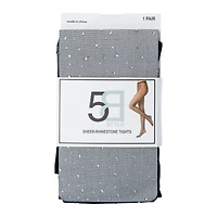 Black Sheer Rhinestone Tights