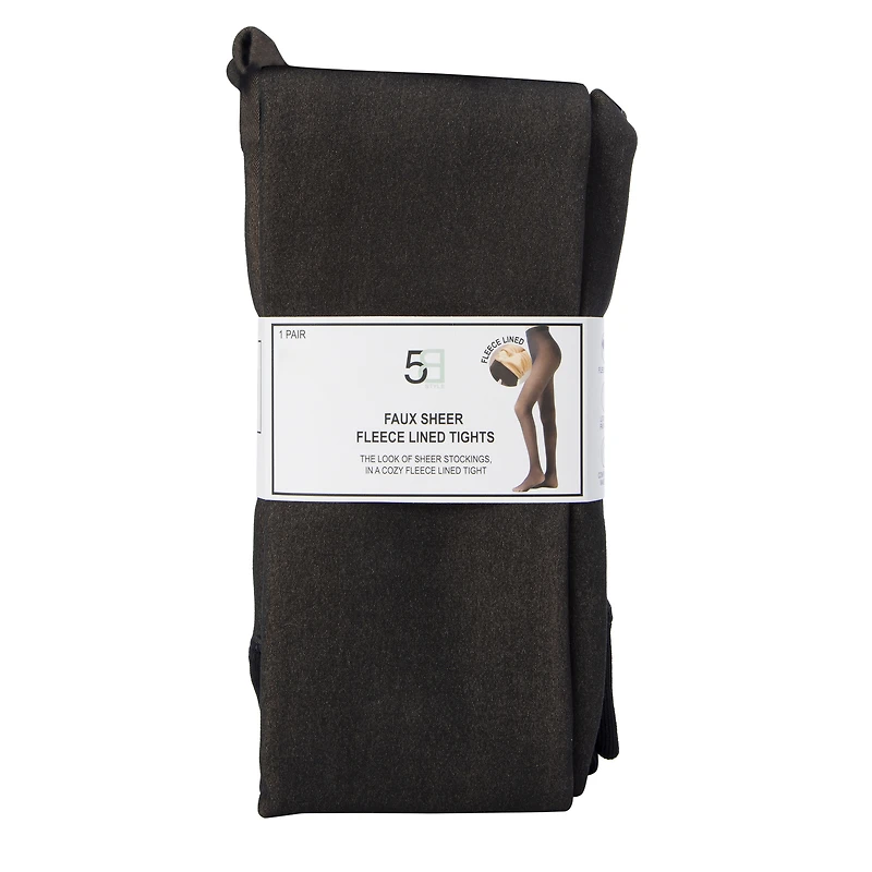 Faux Sheer Fleece-Lined Tights