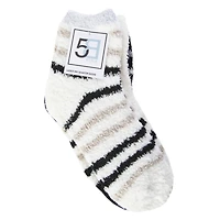 Ladies Fuzzy Quarter Crew Socks 5-Count
