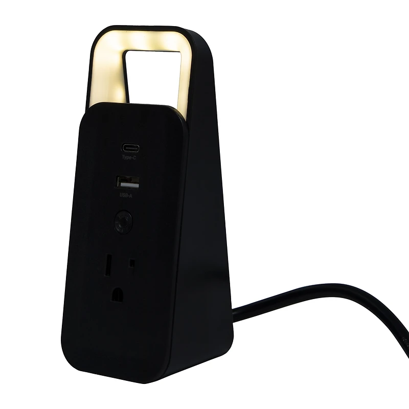 12W 3-In-1 Desktop Charging Station With Light - Black