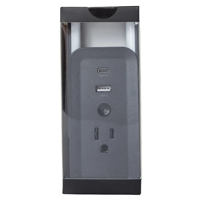 12W 3-In-1 Desktop Charging Station With Light - Black