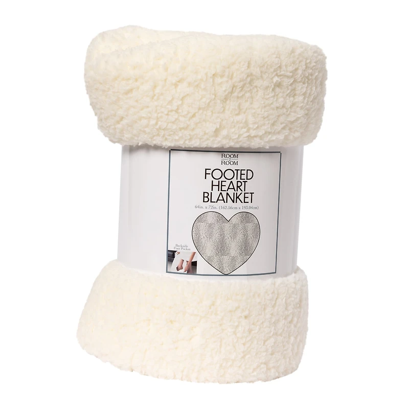 Heart Shaped Blanket With Foot Pocket 64in X 72in