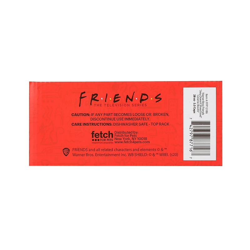 Friends™ 'Joey Doesn't Share Food' Ceramic Pet Bowl, 6in (3.5 Cups)