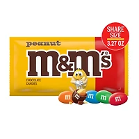 M&M'S Peanut Milk Chocolate Candy, Share Size, 3.27 oz Bag