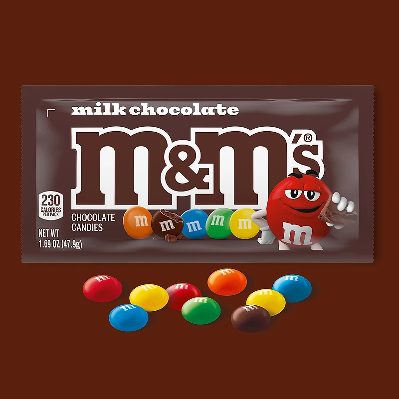 M&M'S Milk Chocolate Candy, Full Size, 1.69 oz Bag