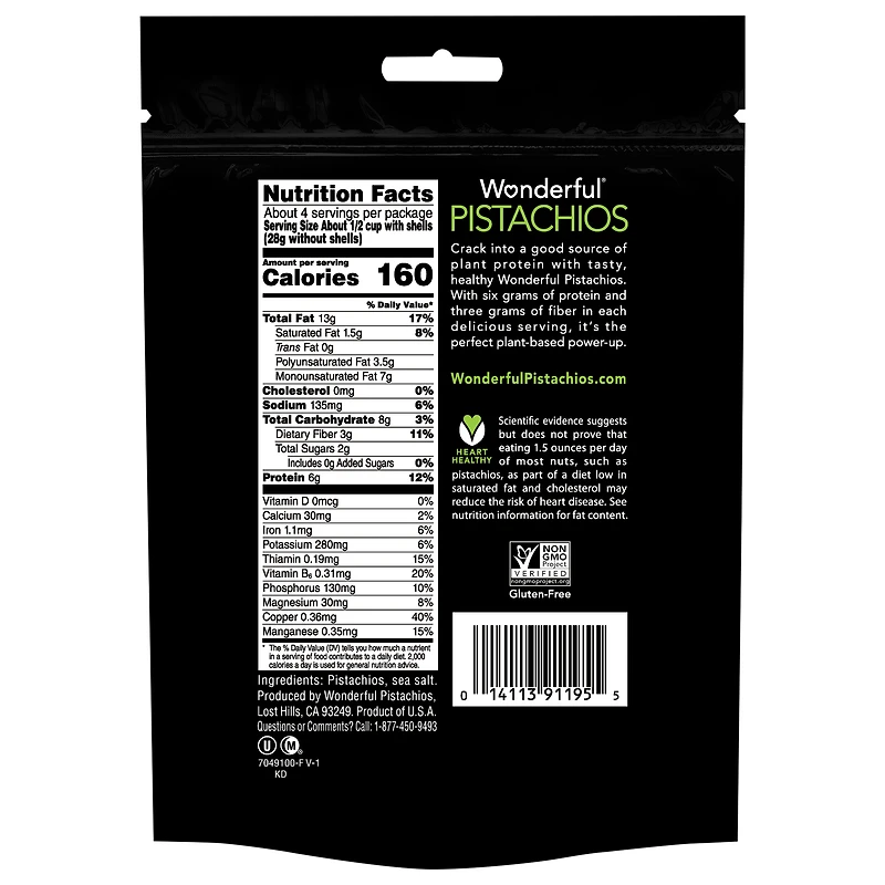 Wonderful® Pistachios 8oz Resealable Bag