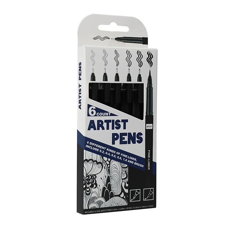 6-Count Artist Pens Set - Black ink