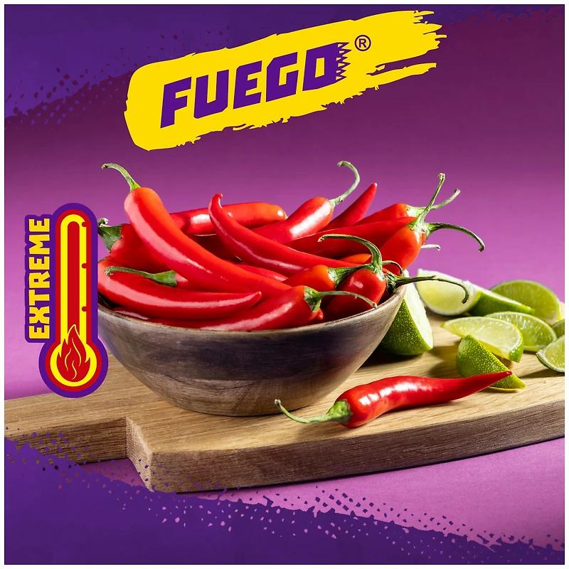Takis Fuego Rolled Tortilla Chips, Hot Chili Pepper And Lime Artificially Flavored, 9.9oz Bag