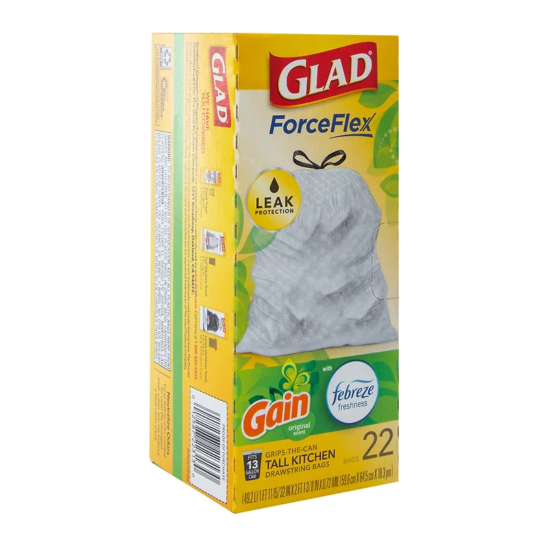 Glad® 13-Gallon Scented Force Flex Tall Kitchen Trash Bags 22-Count