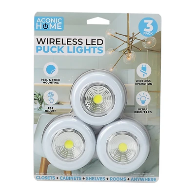 Wireless LED Puck Lights 3-Pack