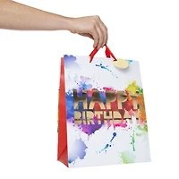 large rainbow happy birthday gift bag 12.75in x 10.4in