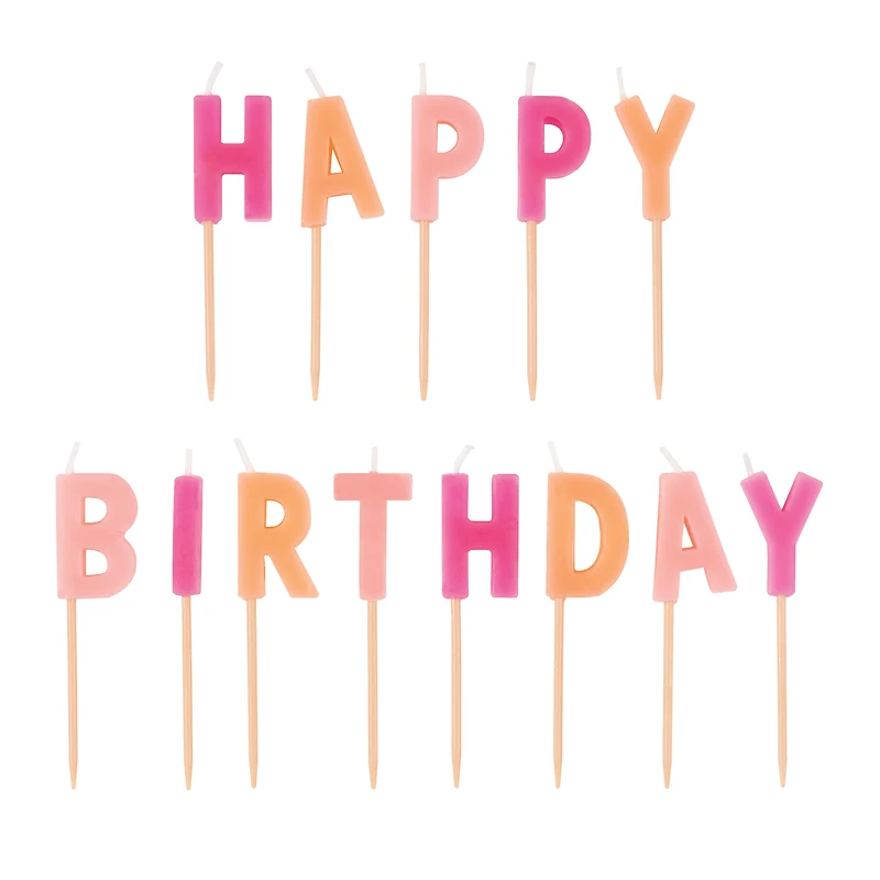 Happy Birthday' Pick Candles 12-Count - Pink