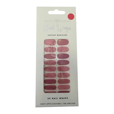 Pretty Woman Nail Wraps 24-Count - Pink & Gold