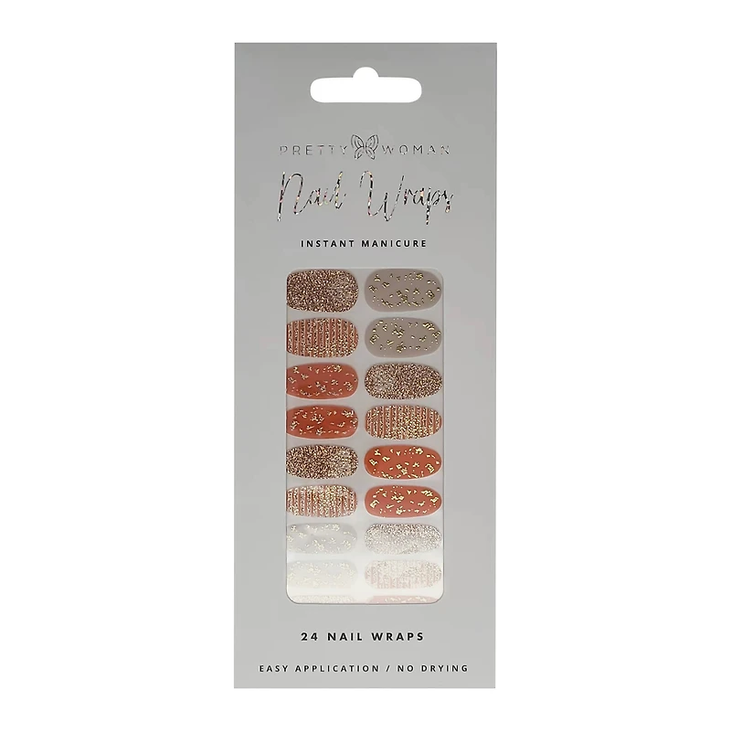 Pretty Woman Nail Wraps 24-Count Orange & Gold