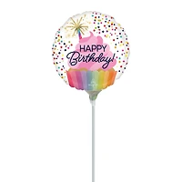 Happy Birthday Cupcake Sprinkles Pre-Inflated Stick Balloon 9in