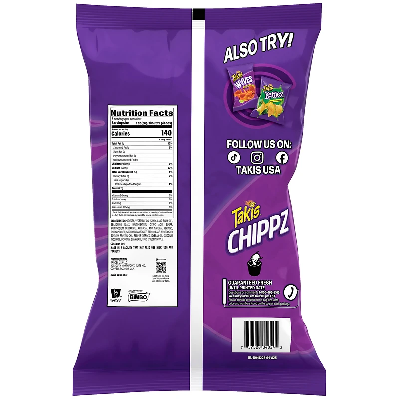 Takis Chippz Fuego Hot Chili Pepper & Lime Potato Chips 8oz