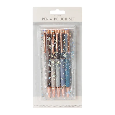 Pens & Pouch Set 6-Piece