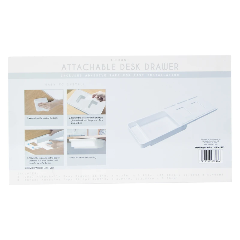Attachable Desk Drawer 11.1in X 6.3in