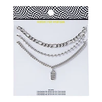 Silver Chain Layered Necklaces 3-Count