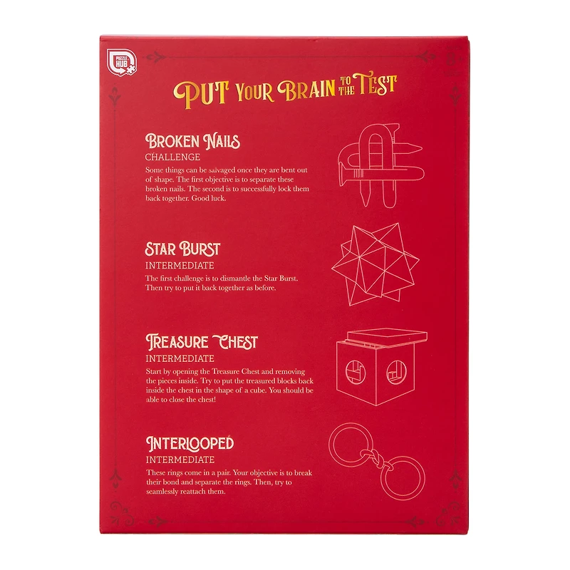 Brain Busters Wood & Metal Brain Puzzles 4-Piece Set