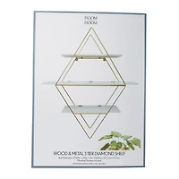 Wood & Metal 3-Tier Diamond Shelf 21.65in X 25in
