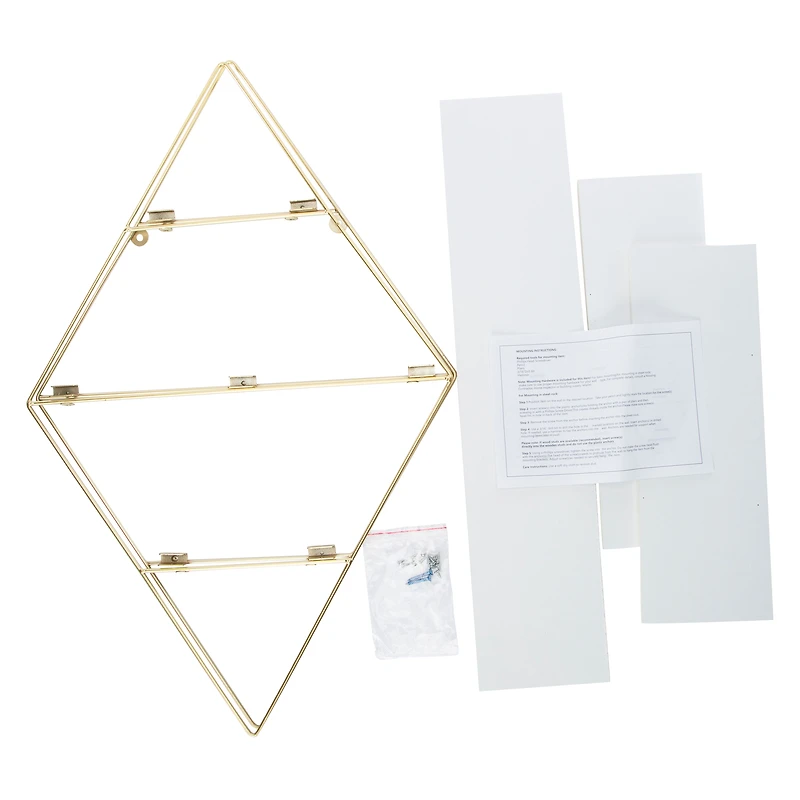 Wood & Metal 3-Tier Diamond Shelf 21.65in X 25in