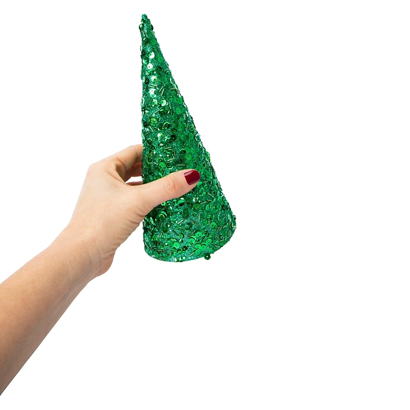 Sequin Cone Christmas Tree 9in