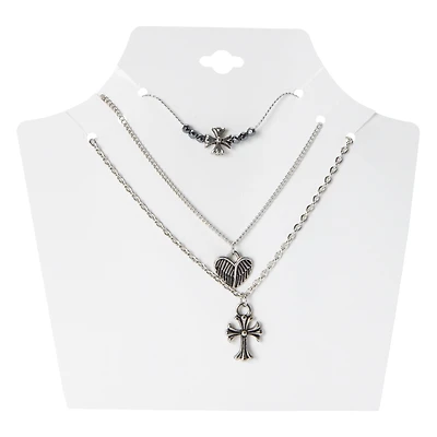 Gothic Cross Layered Necklace 3-Piece Set