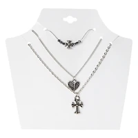 Gothic Cross Layered Necklace 3-Piece Set