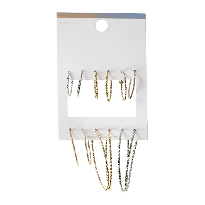 Earrings Set, 6 Pairs