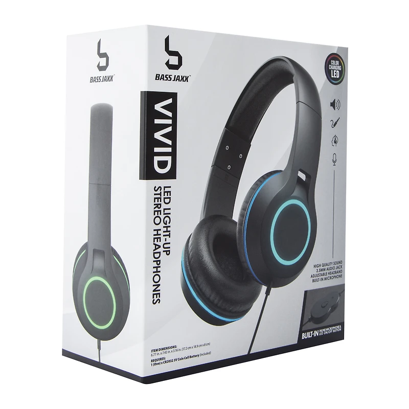 Vivid LED Light-Up Wired Stereo Headphones