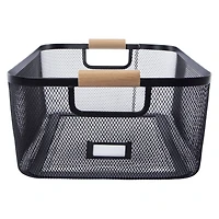 Metal Storage Bin With Plaque Label 13.3in x 10in