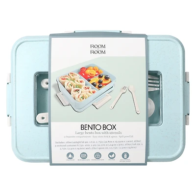 Large Bento Box With Utensils 8.75in x 6in