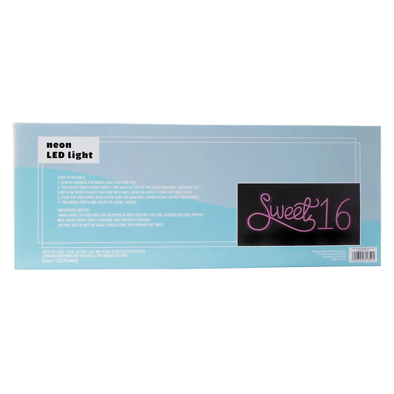 Sweet 16 Neon LED Light 24in x 9.4in