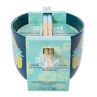 Disney Stitch Pineapple Ceramic Bowl With Chopsticks 16oz