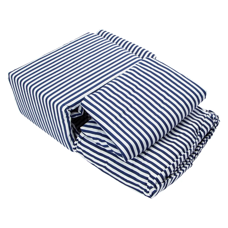 Queen Size 4-Piece Sheet Set - Navy Stripe