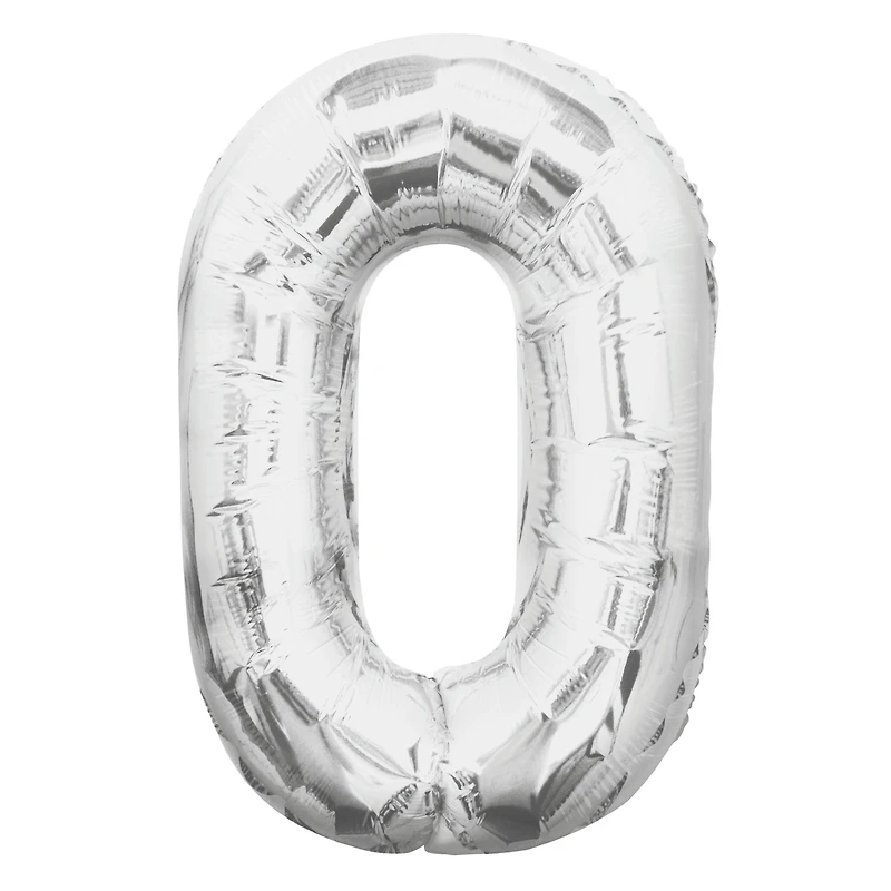 INFLATED Giant Silver Foil Number Balloon 34in