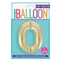 INFLATED Giant Gold Foil Number Balloon 34in