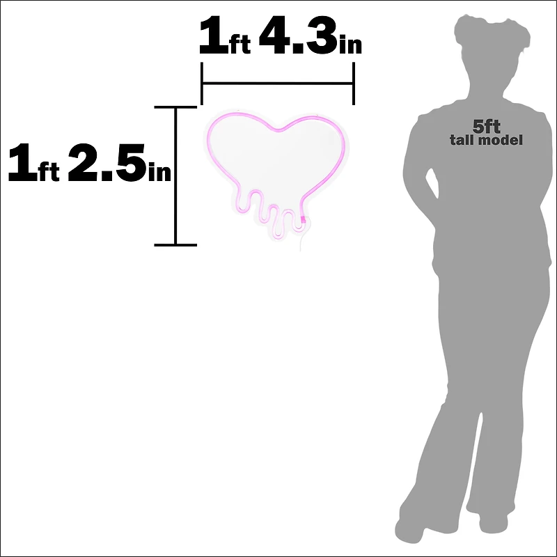 Drippy Heart LED Mirror 15.7in x 14in