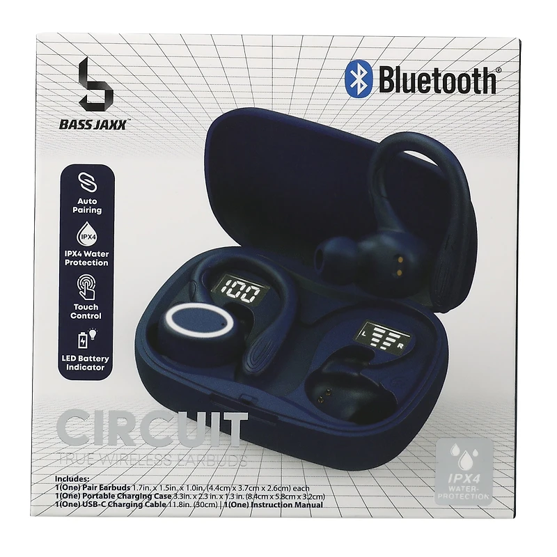 Water-Resistant Bluetooth® LED Earbuds With Microphone & Sport Hooks