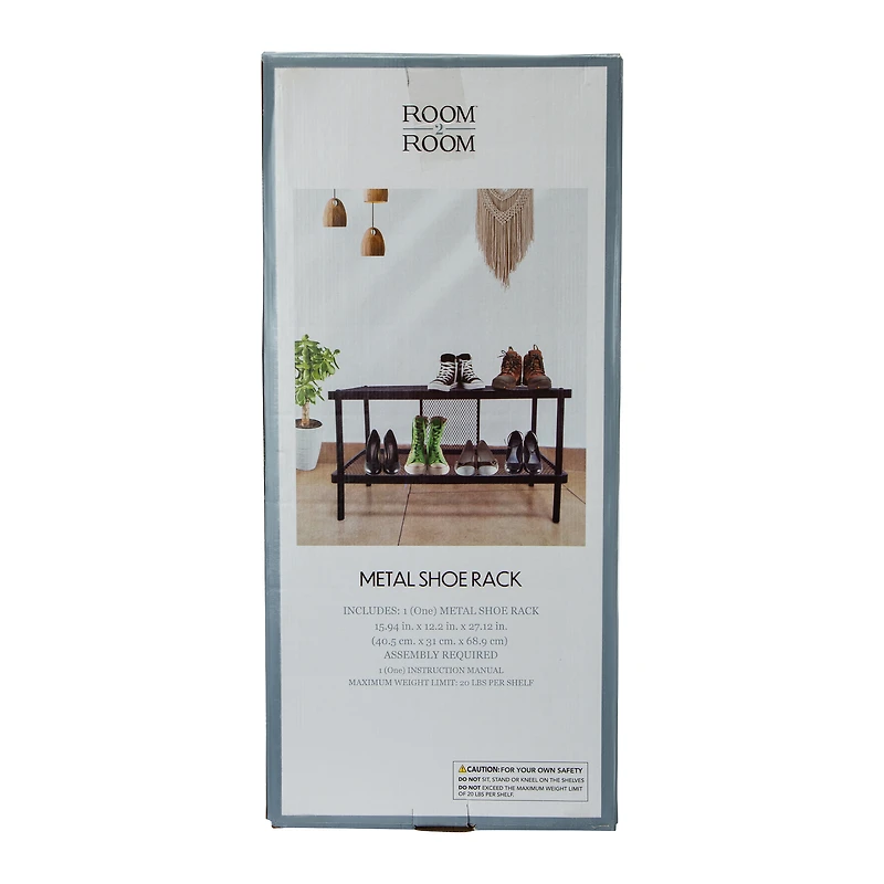 2-Tier Metal Shoe Rack 27in x 15.9in