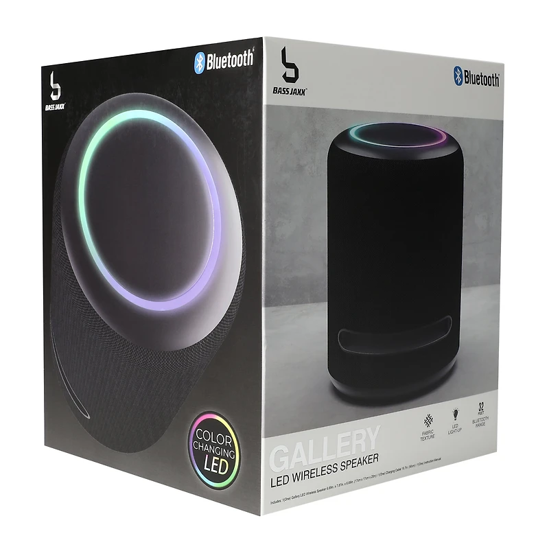 Gallery Fabric LED Wireless Speaker 6.69in x 7.87in