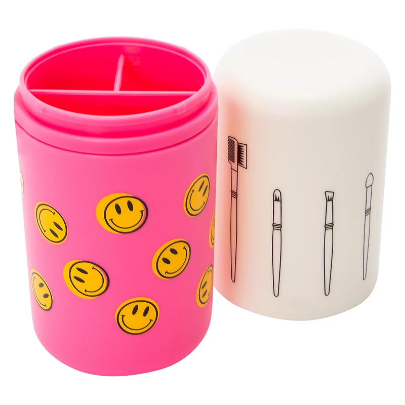 Happy Face Travel Makeup Brush Set & Holder