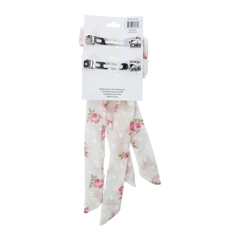 Clip-In Floral Hair Bows 2-Count