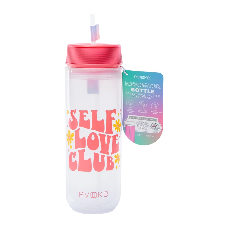 Evoke™ Navigator Double-Wall Water Bottle & Straw Set 22oz