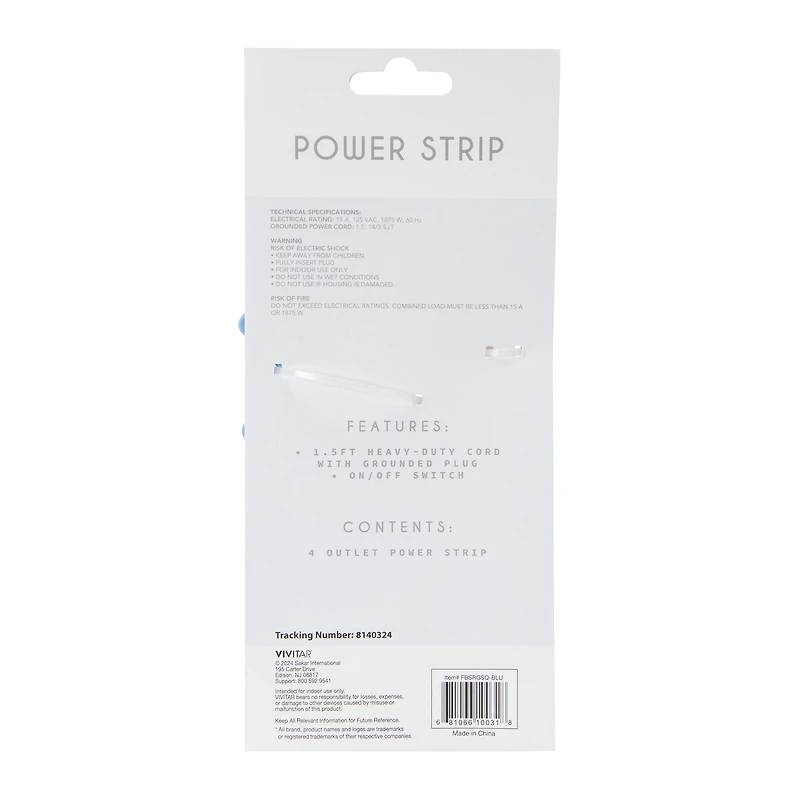 4-Outlet Scalloped Power Strip, 1.5ft
