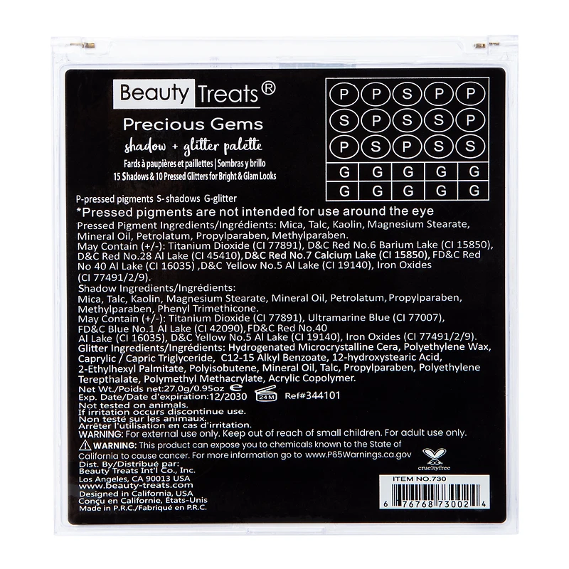 Beauty Treats® Precious Gems Shadow Glitter Palette 25-Count