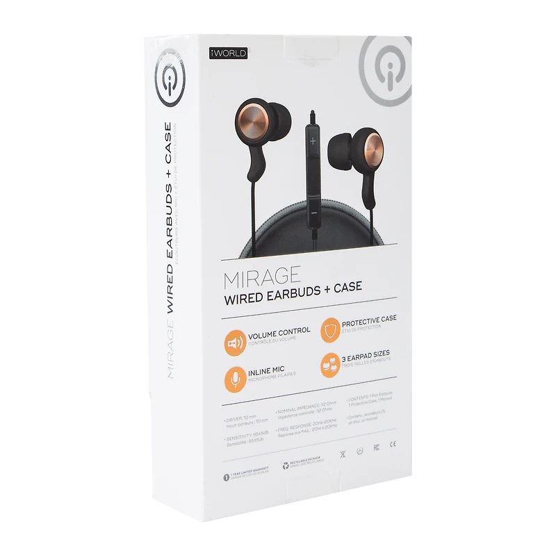 Mirage Wired Earbuds With Mic & Case