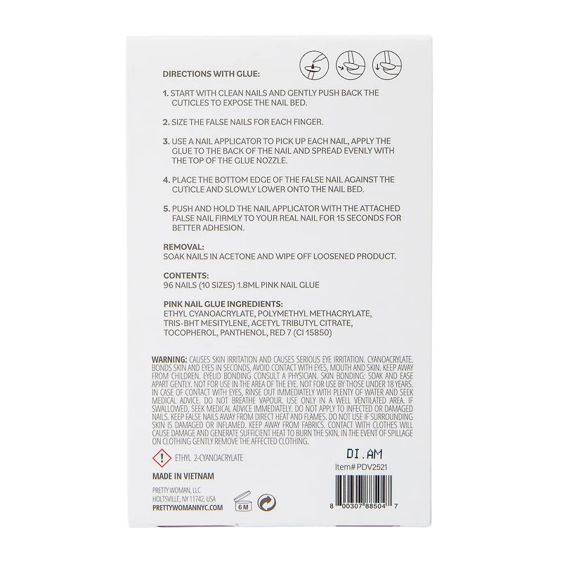 Pretty Woman Natural Squareletto Faux Nails With Nail Glue 100-Count