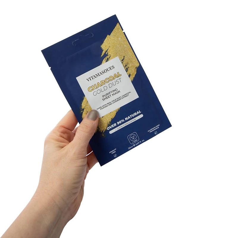 Vitamasques Charcoal Gold Dust Sheet Mask 0.67oz